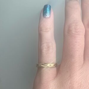10K Gold Toe Ring Band | Textured Diamond Cut Design | Real Gold Minimalist